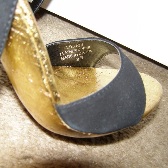 New In Box Sexy Suede Black & Gold Luichiny Heels size 8 - Picture 6 of 15